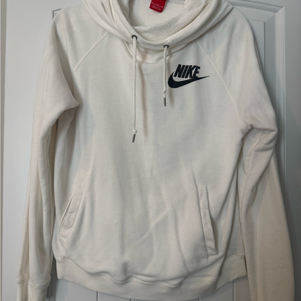 Nike Women's Cream Hoodie with Black Logo